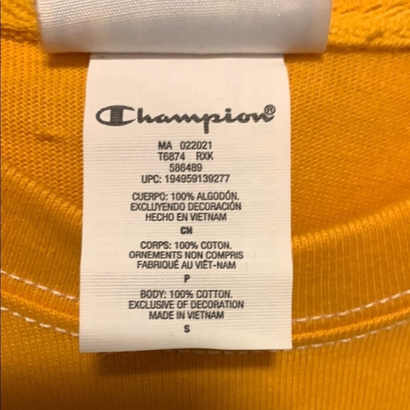 Champion Yellow Long Sleeve Shirt Size Small - Picture 3 of 7